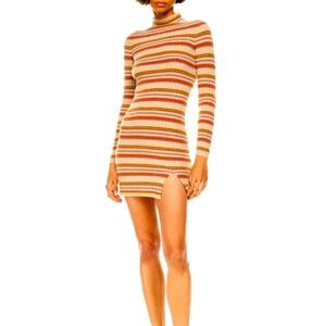 NWOT Aritza Wilfred Mock Neck Striped Long Sleeve Mini Dress Size XL